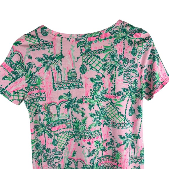 Lilly Pulitzer Cody T Shirt Dress Womens M Mandevilla Pink Palm Trellis Print - Picture 8 of 11